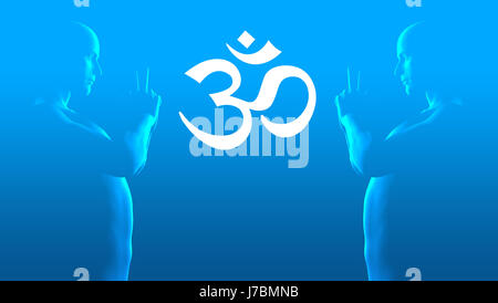 Melden Sie Signal blau Meditation Piktogramm Symbol Piktogramm Handel Symbol spa Stockfoto