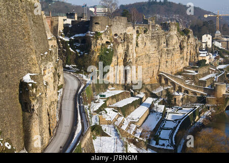 Garten Stein Festung Gärten Luxemburg Stadt Garten Winter Felsenfestung Stockfoto