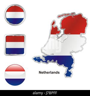 Abbildung der Europa Flagge Niederlande Schaltfläche Travel Farbe Emblem Europa Stockfoto