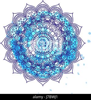 Mandala über bunte Aquarell. Einladung, T-shirt drucken, Hochzeitskarte. Arabische Runde Zierspitze verziert. Vintage Vektormuster für oder Webdesign. Zusammenfassung Hintergrund. Stock Vektor