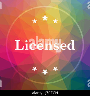 Lizenzierte Symbol. Lizenzierte Website Button auf low-Poly-Hintergrund. Stockfoto