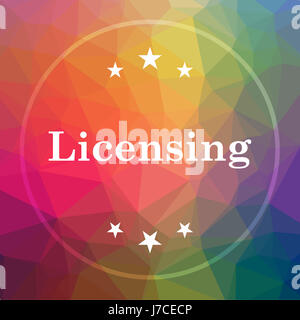 Lizenzierung-Symbol. Lizenzierung Webseite Taste auf low-Poly-Hintergrund. Stockfoto