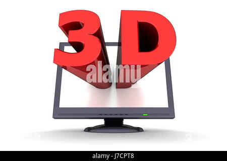 dreidimensionale Wort Bildschirm Zeichen stereoskopische rot PC Computer überwachen Stockfoto