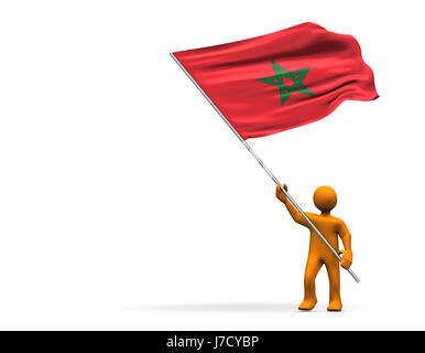 Abbildung Flagge Marokko marokkanische rote komische Person orange Cartoon-design Stockfoto