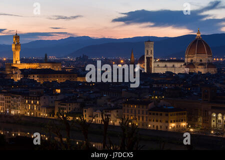 Alte Stadt Florenz bei Nacht, Toskana, Italien Stockfoto