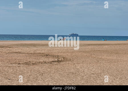 Touristen am Strand von Matagorda Stockfoto