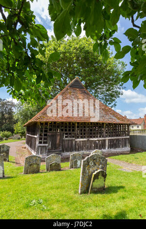 EAST BERGHOLT, ST MARY DIE JUNGFRAU KIRCHE UND DER GLOCKENTURM KÄFIG Stockfoto