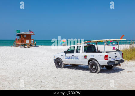 Bademeister Stand am Lido Strand am Golf von Mexiko auf Lido Key in Florida Saraspta Stockfoto