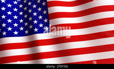 Hohe Auflösung amerikanische Flagge mit Textur Stoff Detail fließt. Stockfoto