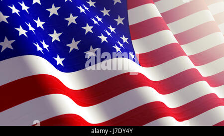 Hohe Auflösung amerikanische Flagge mit Textur Stoff Detail fließt. Stockfoto