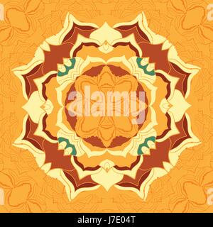 Nahtlose Muster Fliese mit Mandala in der Mitte. Vintage-dekorative Elemente des braunen Farben. Hand gezeichnet stilisierte Blume. Islamischen, arabischen, indischen, Ottoman, persische Motive zum Bedrucken von Stoff oder Papier Stock Vektor