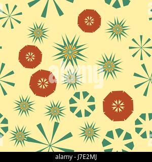 Einfache gelbe Musterdesign für Design. Vektor-Hintergrund mit geometrischen Sterne und Blumen. Kreisförmige bunten Textur für Textilien, Papier, Kinder Kleidung verziehen Stock Vektor