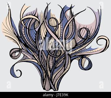 Kopf, Busch Haare, Doodle-Vektor-illustration Stock Vektor