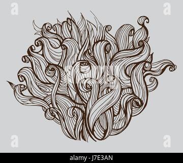 Kopf, Busch Haare, Doodle-Vektor-illustration Stock Vektor