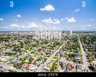 Blick über Galveston Texas aus der Luft Stockfoto