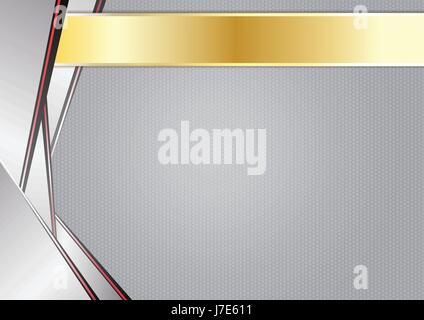 abstrakte scharfe metallische, Aluminium mit Goldrahmen, Vektor-Illustration. Stock Vektor