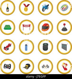 Auto Racing Cartoon Ikone Kreis Stock Vektor