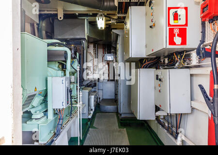 Zimmer des Brandschutzes auf dem Schiff Stockfoto