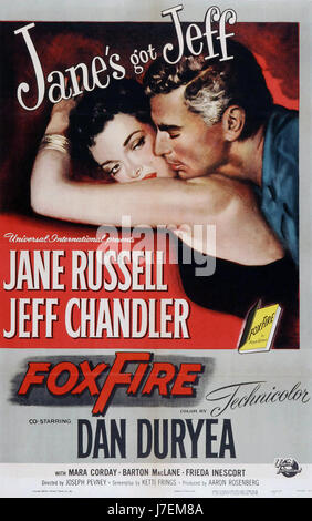 FOXFIRE Plakat 1955 film Universal Pictures mit Jane Russell und Jeff Chandler Stockfoto