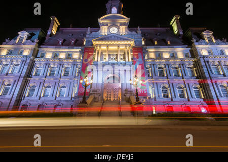 Montreal, Kanada. 24. Mai 2017. Montreal Rathaus leuchtet mit britische Union Flag in Hommage an Manchester Opfer Credit: Marc Bruxelle/Alamy Live News Stockfoto