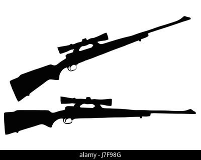 isolierte Silhouette Gewehr Arm Waffe Waffe Waffe Umfang Gefahr isoliert schwarz Stockfoto