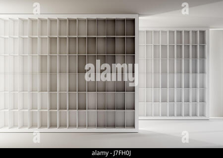 Leere Regale im Store, 3D-Rendering Stockfoto