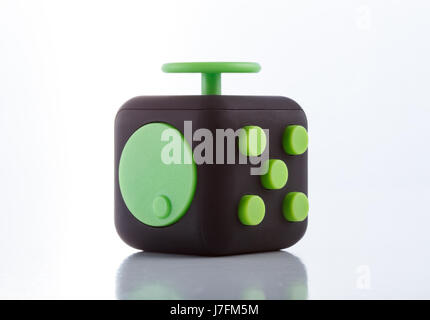 Anti-Stress und Entspannung zappelt erschöpft Cube und Spinner für Menschen Stockfoto