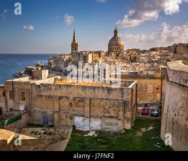 Skyline von der maltesischen Hauptstadt Valletta, Malta Stockfoto