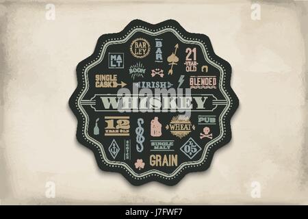 Untersetzer für Whiskey und Alkohol trinken Stock Vektor