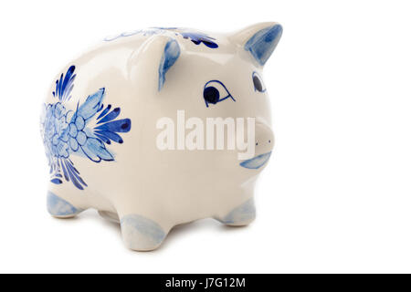 Bank kreditgebende Institution Münze niederländischen Piggy Spardose Kreditvergabe Institution blau Stockfoto