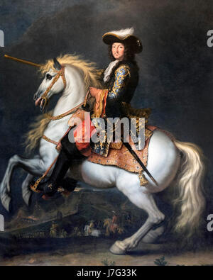 Porträt von König Louis XIV von Frankreich (1638-1715) auf dem Pferderücken, René-Antoine hackten, Öl auf Leinwand, 1674 Stockfoto