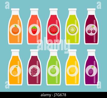 Apfel, Orange, Pflaume, Kirsche, Zitrone, Limette, Wassermelone, Strawberri Stock Vektor