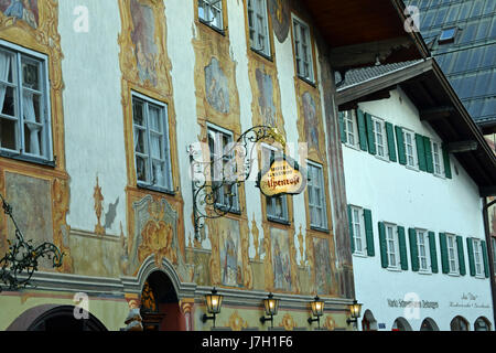 Mittenwald, schöne Alpine Kleinstadt in Bayern, Deutschland, 11. Mai 2017 Stockfoto