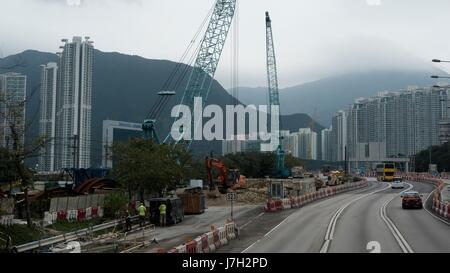 Auf dem Weg nach Hong Kong International Airport-Blick vom Bus A1 Stockfoto