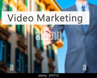 Video-Marketing - Business-Mann Anzeichen. Wirtschaft, Technologie, Internet-Konzept. Stock Foto Stockfoto