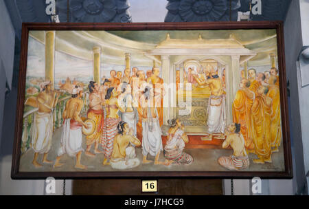 Kandy Sri Lanka Tempel des heiligen Zahn Sri Dalada Museum Gemäldes der Geschichte der Zahnreliquie Stockfoto