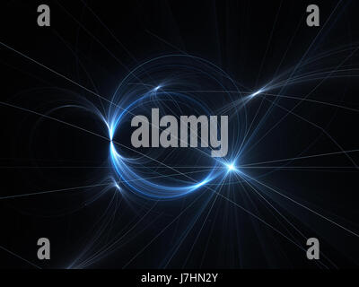 Blau leuchtende Plasma mit Schnittlinien im Raum, computergenerierten abstrakten Hintergrund 3D-Rendering Stockfoto