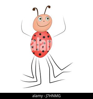 Süß Lächelnd Marienkäfer Stock Vektor
