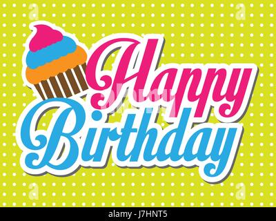 Happy Birthday Vektor Karte mit bunten Cupcake Stock Vektor