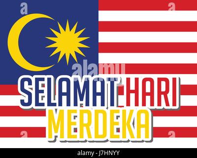 Einfache Selamat Hari Merdeka Text mit Malaysia Flagge Stock Vektor