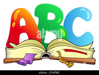 Briefe schreiben Zeichen Alphabet ABC Lehrbuch Buch Zeichen schrieb Art schreiben Stockfoto