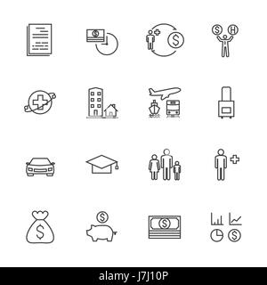 Versicherung-Icon-Set. Linie-Symbole Stock Vektor