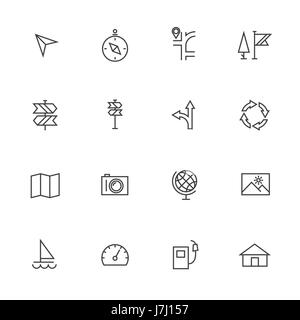 Karte und Navigationssymbole Linie eingestellt Stock Vektor