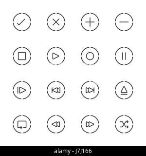 Media Player Icons Set. Liniensymbol Stock Vektor