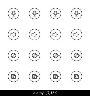 Media Player Icons Set. Liniensymbol Stock Vektor