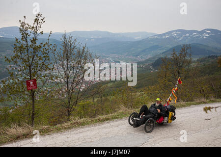 Panorama der bosnischen Stadt Gorazde. Stockfoto