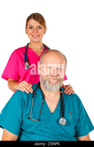 Bild von zwei überzeugt ärzte auf einem isolierten Hintergrund Stockfoto