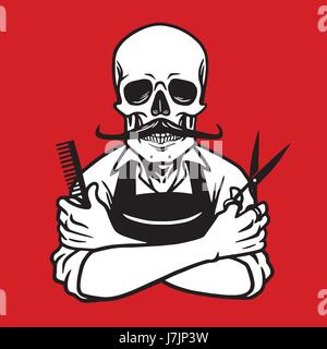 Schädel von Barber Logo Vorlage Stock Vektor