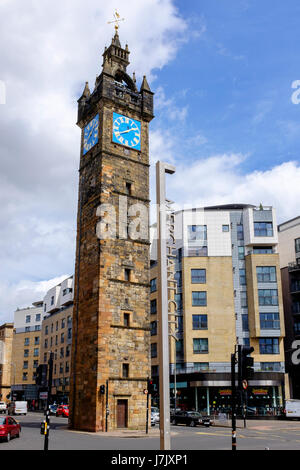 Alten Uhrturm am Glasgow Cross, an der Kreuzung der High Street und Argyle Street, Glasgow, Schottland Stockfoto