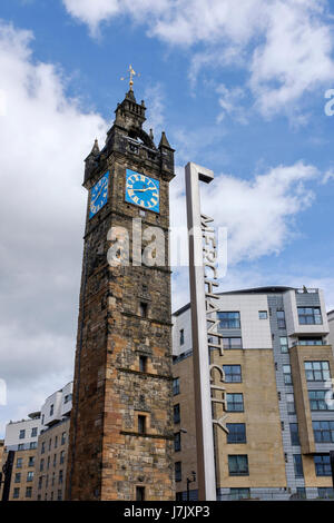 Alten Uhrturm am Glasgow Cross, an der Kreuzung der High Street und Argyle Street, Glasgow, Schottland Stockfoto